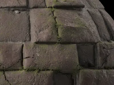Pavement Materials 76- Slat Stone Mossy Sbsar Pbr 4k Seamless Texture