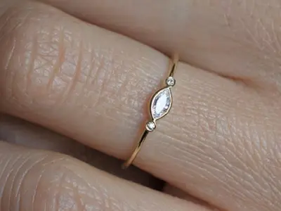 Delicate Three Diamond ring with Marquise Diamond 3D print model