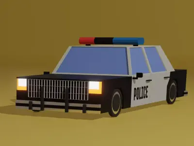 low poly Police Car Free 3D model