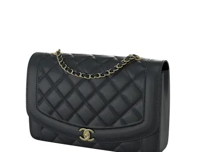 Vintage Medium Diana Flap Bag Black Low-poly 3D model