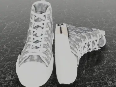 DIOR B23 HIGH TOP CANVAS OBLIQUE 3D SHOES SNEAKERS 3D model