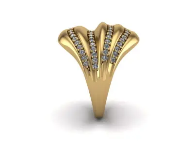 3D Model of Elegant Gold Ring with Stones  Ready for Casting 3D print model