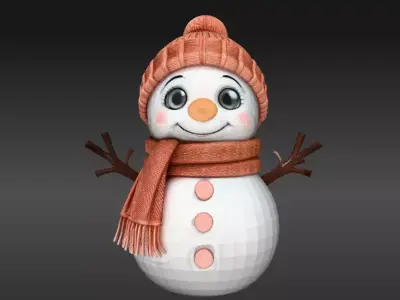 Cute Snowman Buddy Adorable Winter Mini Figurine 3D Model Print 3D print model