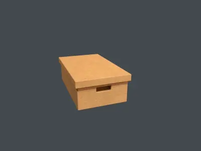 Cardboard Box and Lid Low-poly 3D model