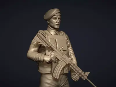 Commando Soldier Statue 3D Model for 3D Printing Ready STL OBJ  3D print model