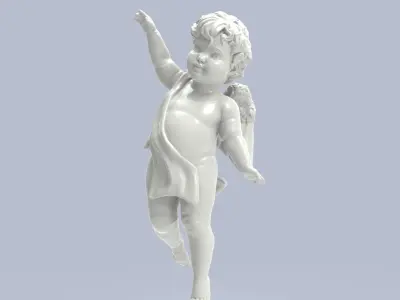 Dancing little angel with base without base 3D print model