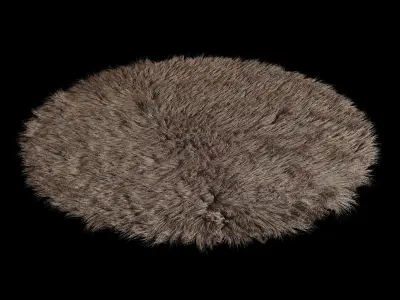 Round rug Flokati 01 3D model