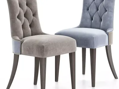 RL-CHA-LINELL two dining chairs with upholstered backs and legs Low-poly 3D model