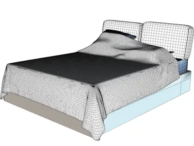 Bed 3d model with cover Low-poly 3D model