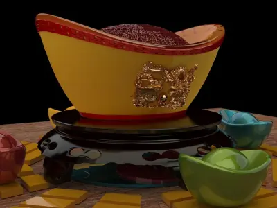 Chinese gold Ingot    3D model