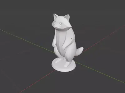 Raccoon sculpture minimalist and stylized 3D print model