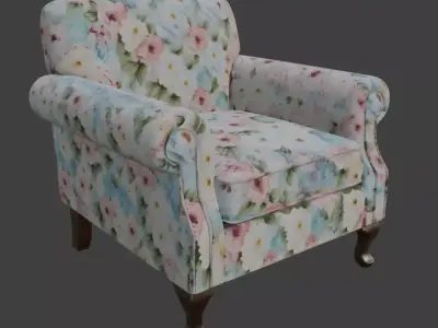 Floral Pastel Armchair 3D model