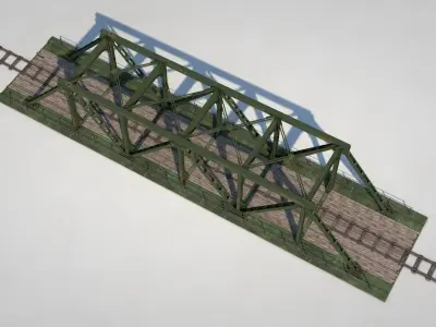 Iron Railway Bridge Low-poly 3D model