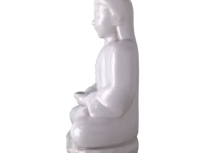 Carved Marble Praying Buddha Statue 3D model