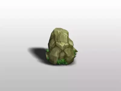 Rocks Low Poly rock with grass Low-poly 3D model