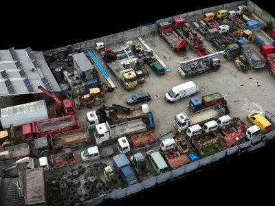 construction-site vehicles machinery terrain scan Low-poly 3D model