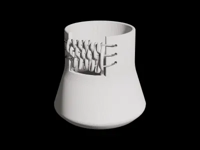 Homary French Country White Abstract Ceramic Rattan Flower Vase 3D model