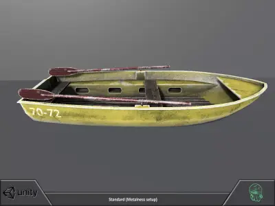 Boat with oars Free low-poly 3D model