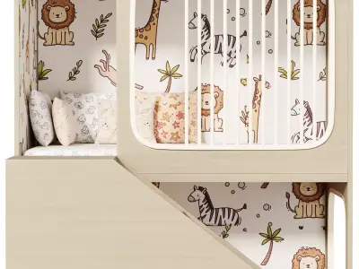 Bunk bed for kids 5 3D model