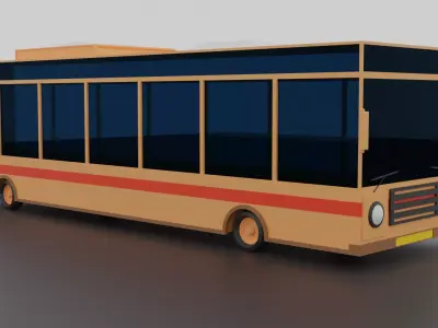 Low Poly Bus  Game Ready  School Bus  Cartoon Bus Free low-poly 3D model