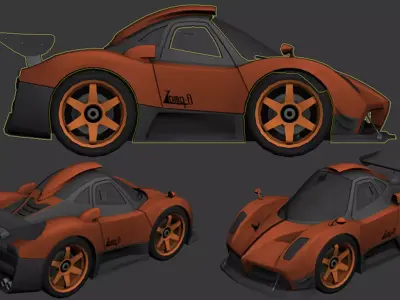 cartoon car vehicle 3d game ready model Low-poly 3D model-016 Low-poly 3D model