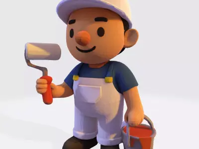 The Painter Pose  Stylized Render Asset  3D print model