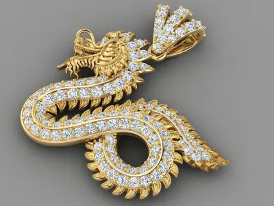  Diamonds Dragon Pendant 3D print model