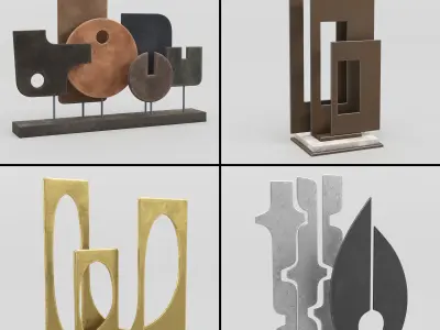 Decorative Set Vol 03 Abstract Sculptures Free 3D model