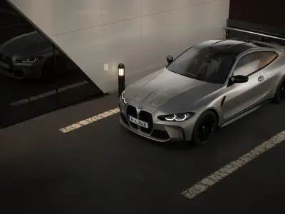 Car Render Scene - Rooftop parking - Corona render Low-poly 3D model