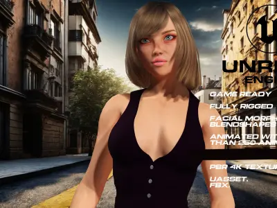 Casual girl full rigged - game ready - animated Low-poly 3D model