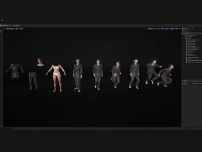 Woman - Martial Uniform 1 - Modular - Rigged Low-poly 3D model