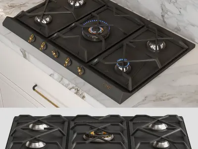 Kitchen smeg black 3D model