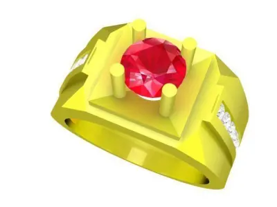 Luxury Square Gemstone Men Ring Jewelry Design 4829 3D print model
