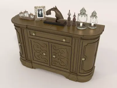 Classic European style Sideboard and Decoration 4 3D model