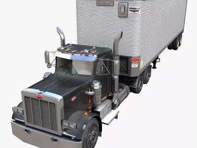 Peterbilt 359 industrial dry trailer Low-poly 3D model