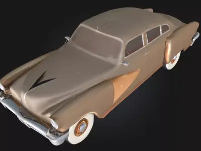 Golden Classic  Vintage Luxury Car Model for Retro 3D model