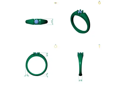 D-1105 solitaire diamond engagement ring gold 3D print model