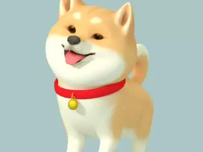 Cartoon Shiba Inu Low-poly 3D model