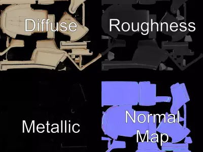 Elegant Cream Chaise model pack Low-poly 3D model