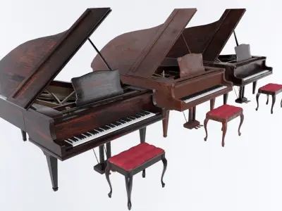 Grand Piano Low-poly 3D model