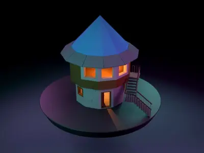 Mushroom House Low-poly 3D model