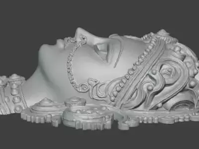 Durga Maa Face Sculpture 3D Model Highly Detailed Indian Goddess 3D print model