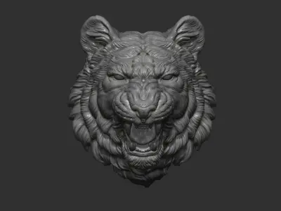 Tiger grin on the wall 3D print model