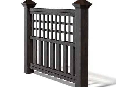 Dark Wooden Fence 3D Model 3D model