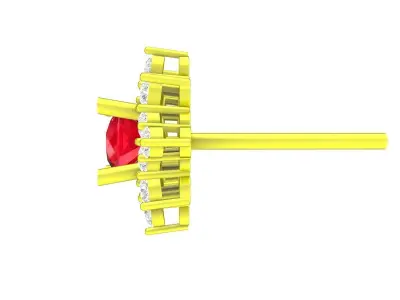 Luxury Ruby and Diamond Floral Stud Earrings 3D Model 5887 3D print model