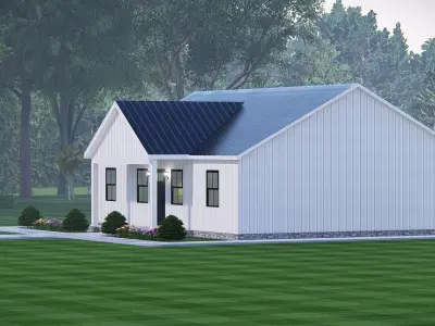 Modern Barndominium House 3D Model with Rustic Metal Siding 3D model