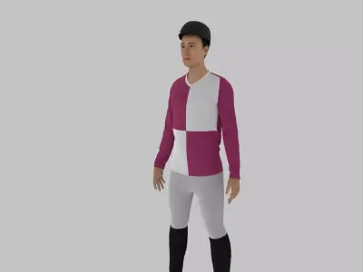 Jockey man in shirt and pants Low-poly 3D model