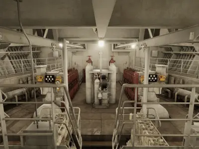 Vessel engine compartment Low-poly 3D model