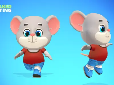 Mouse Rat Rodent Grey Animated Rigged Low-poly 3D model