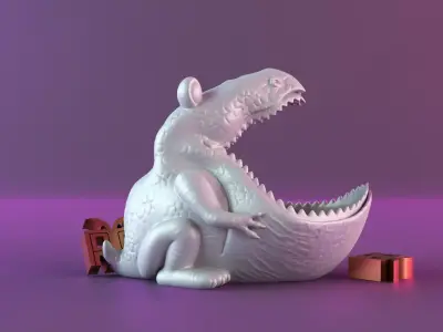 Tiger Sculpture Desk Organizer Entryway Key Holder 3D print model